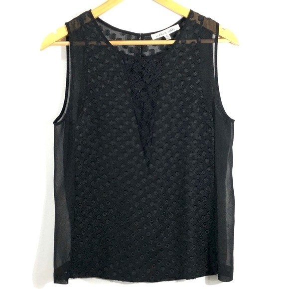 Robbi & Nikki Swiss Dot Sheer Sleeveless Blouse - Picture 2 of 8